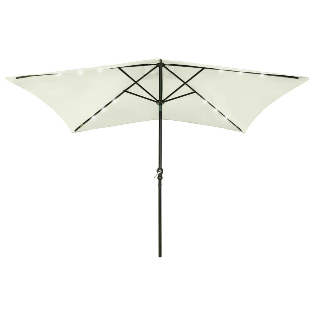 Parasol with LEDs and Steel Pole Sand 2x3 m 313787