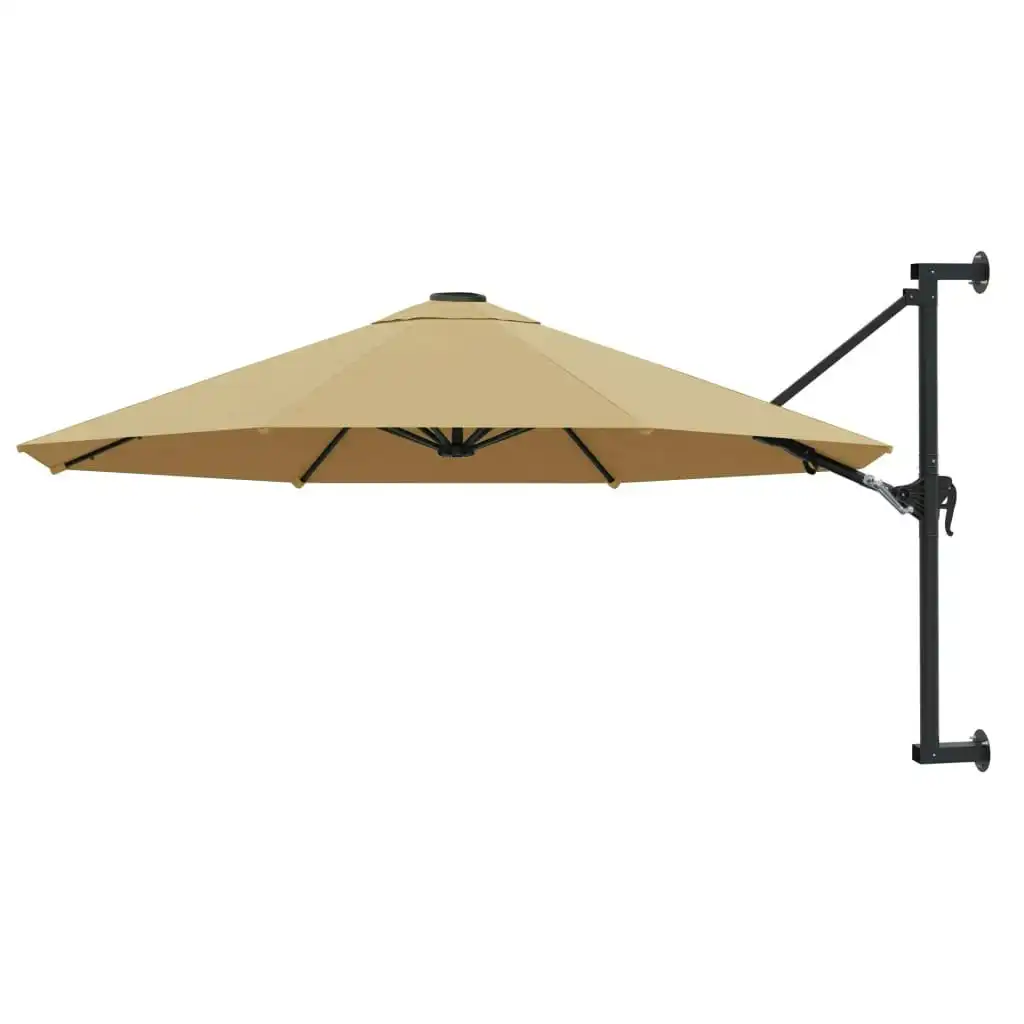 Wall-Mounted Parasol with Metal Pole 300 cm Taupe 44866