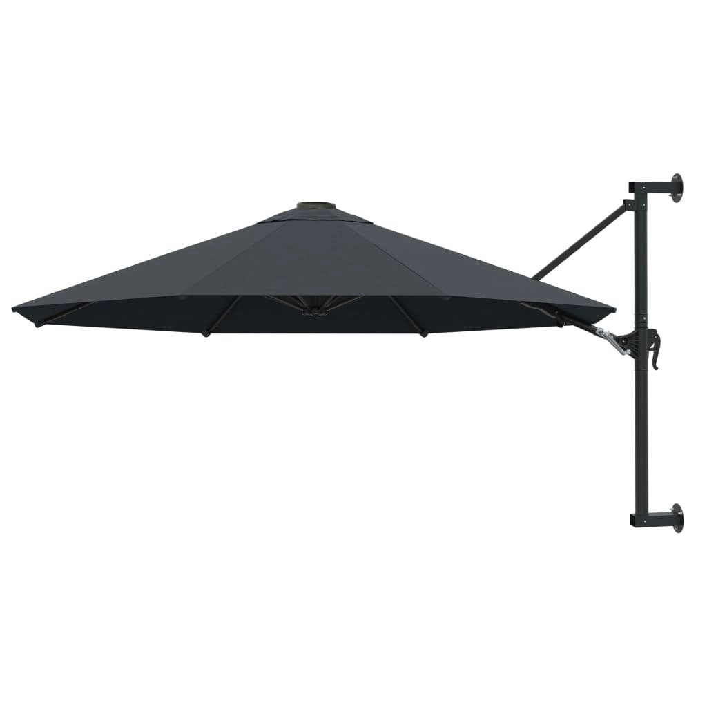 Wall-Mounted Parasol with Metal Pole 300 cm Anthracite 44865