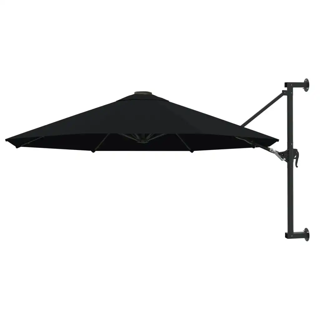 Wall-Mounted Parasol with Metal Pole 300 cm Black 47300