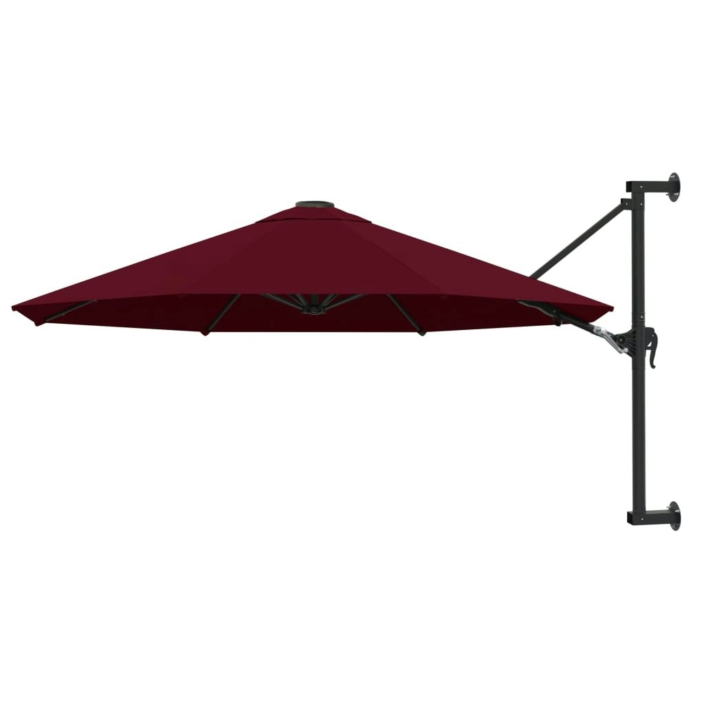 Wall-Mounted Parasol with Metal Pole 300 cm Burgundy 47298