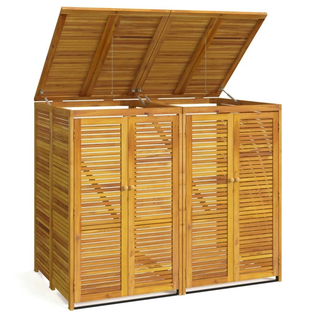 Double Garbage Bin Shed 140x89x117 cm Solid Wood Acacia 3155239