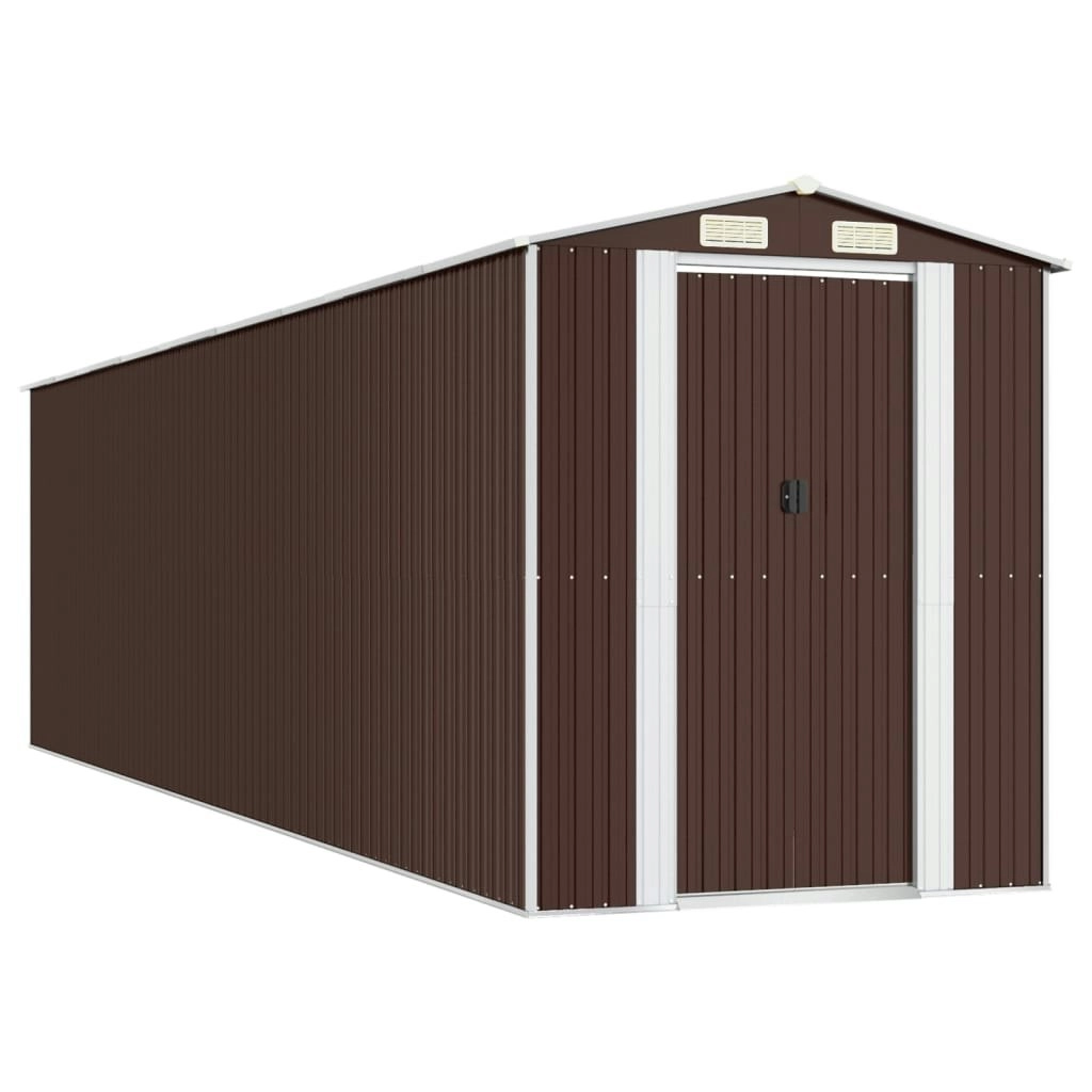 Garden Shed Dark Brown 192x772x223 cm Galvanised Steel 3147467