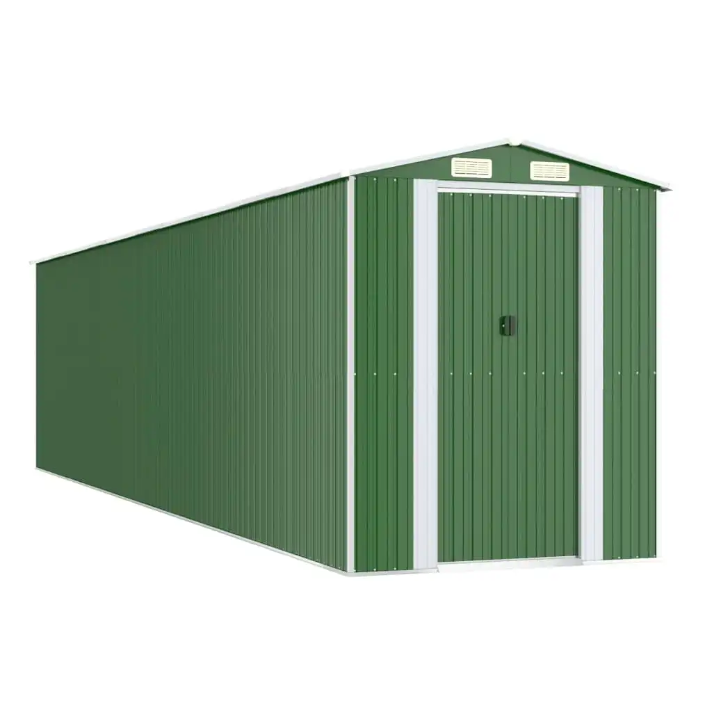 Garden Shed Green 192x855x223 cm Galvanised Steel 3147435