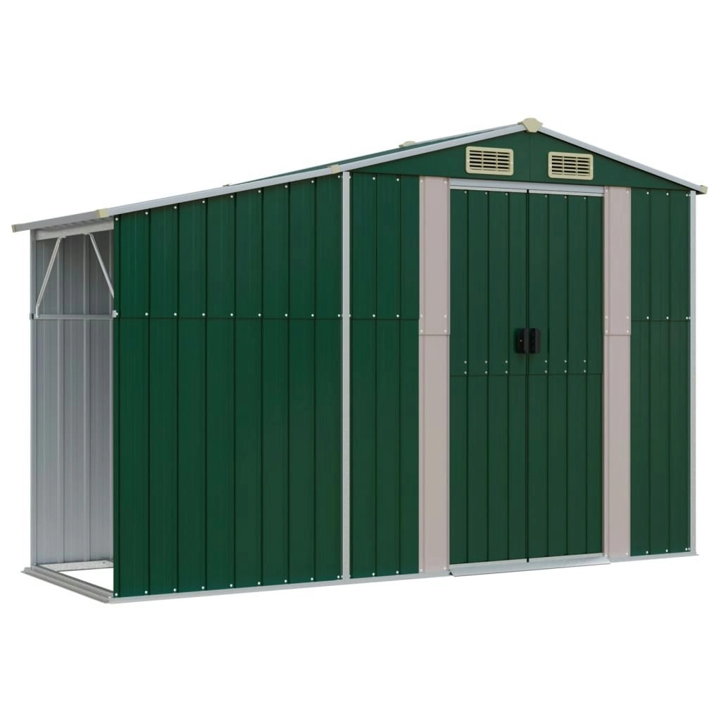 Garden Shed Green 277x93x179 cm Galvanised Steel 364514