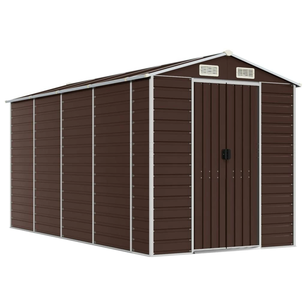 Garden Shed Brown 191x385x198 cm Galvanised Steel 3188267