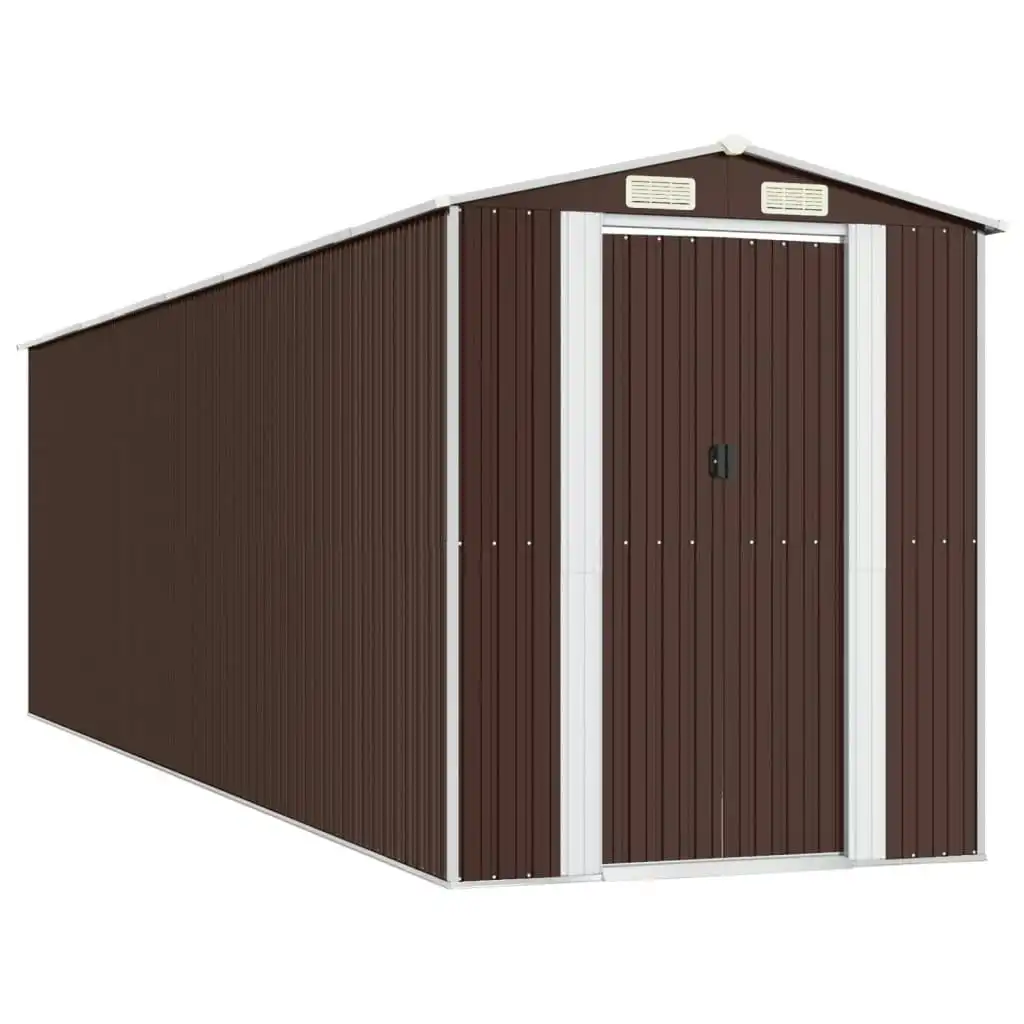 Garden Shed Dark Brown 192x689x223 cm Galvanised Steel 3147466