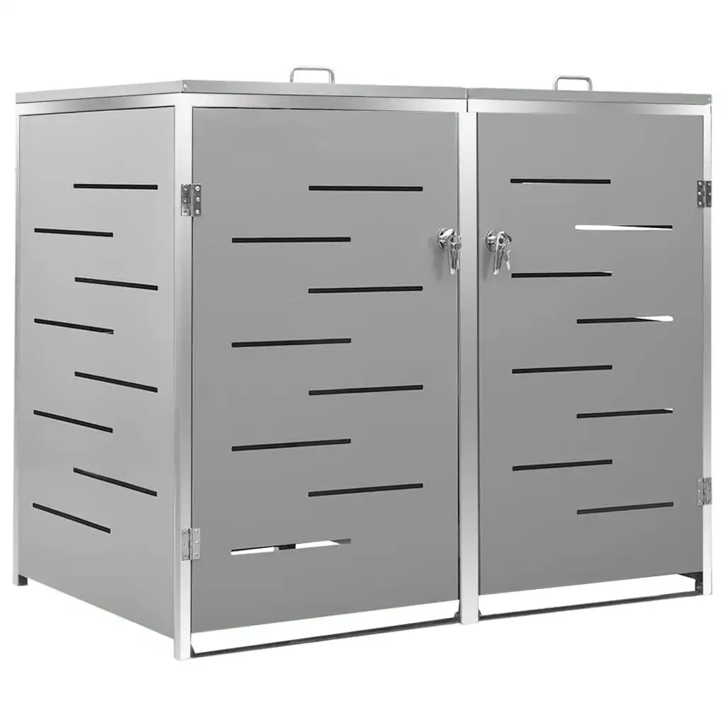 Double Wheelie Bin Shed 138x77.5x112.5 cm Stainless Steel 149559