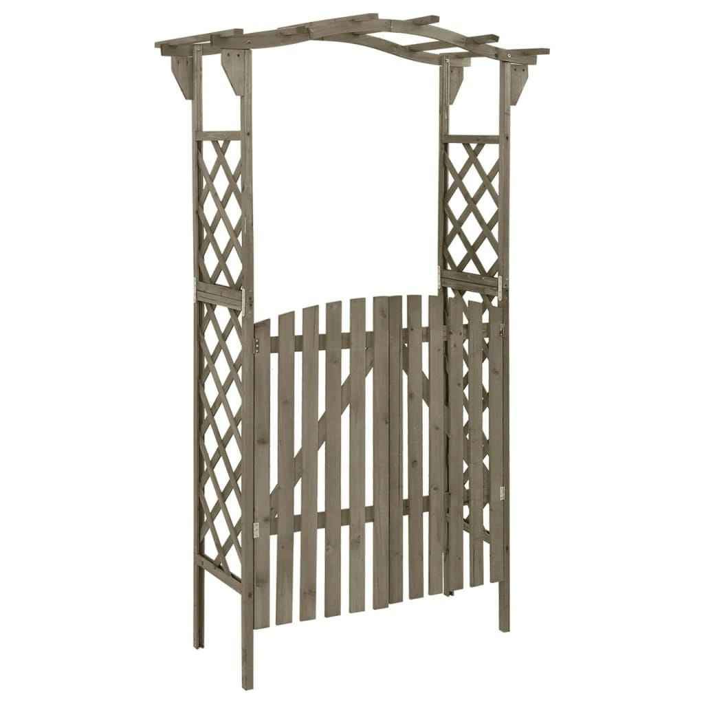 Pergola with Gate 116x40x204 cm Grey Solid Firwood 316393