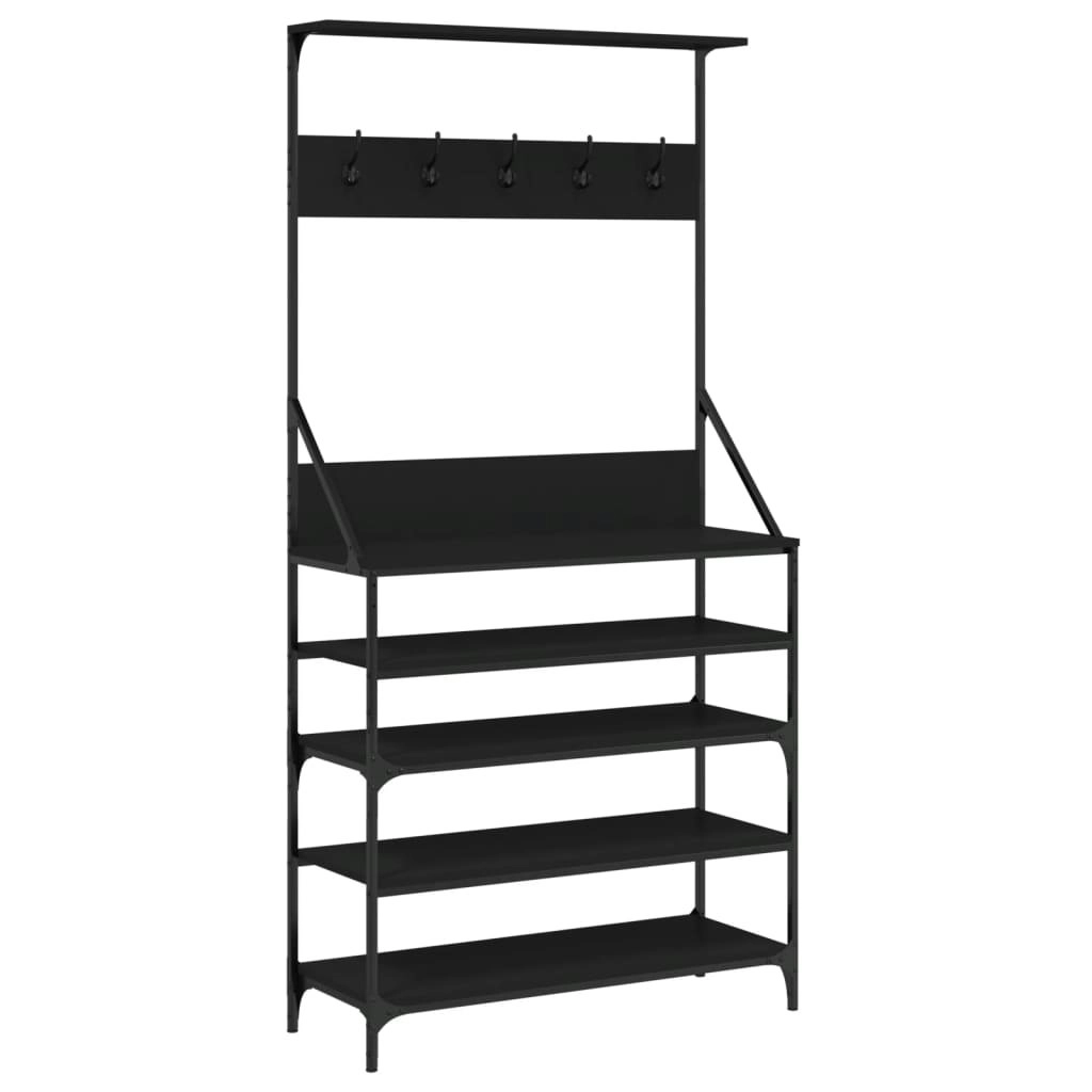 Clothes Rack with Shoe Storage Black 90x34x184 cm 837877