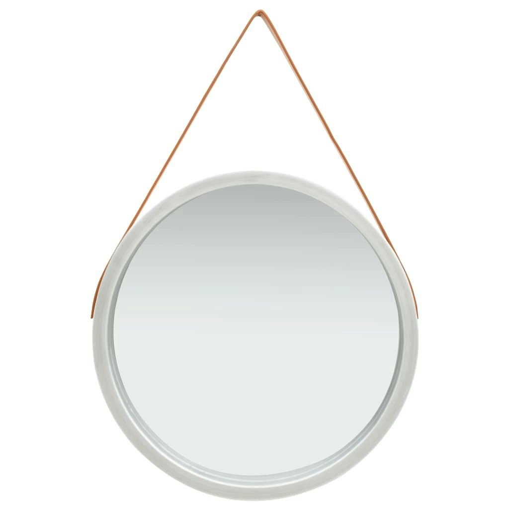 Wall Mirror with Strap 60 cm Silver 320370