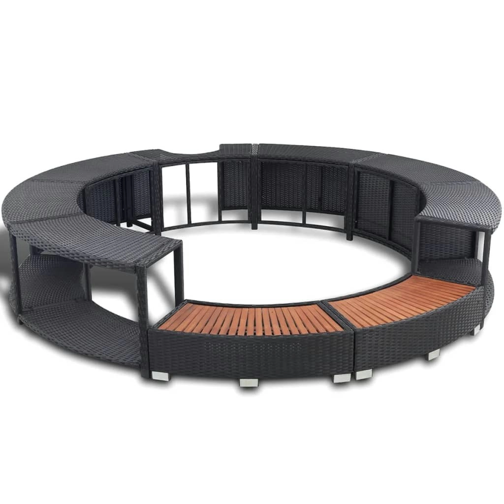 Hot Tub Surround Black Poly Rattan 41454