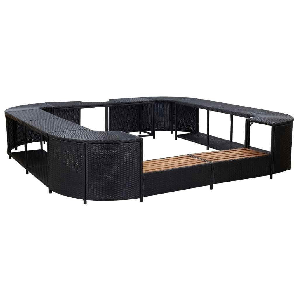 Square Spa Surround Black 268 x 268 x 55 cm Poly Rattan 46073