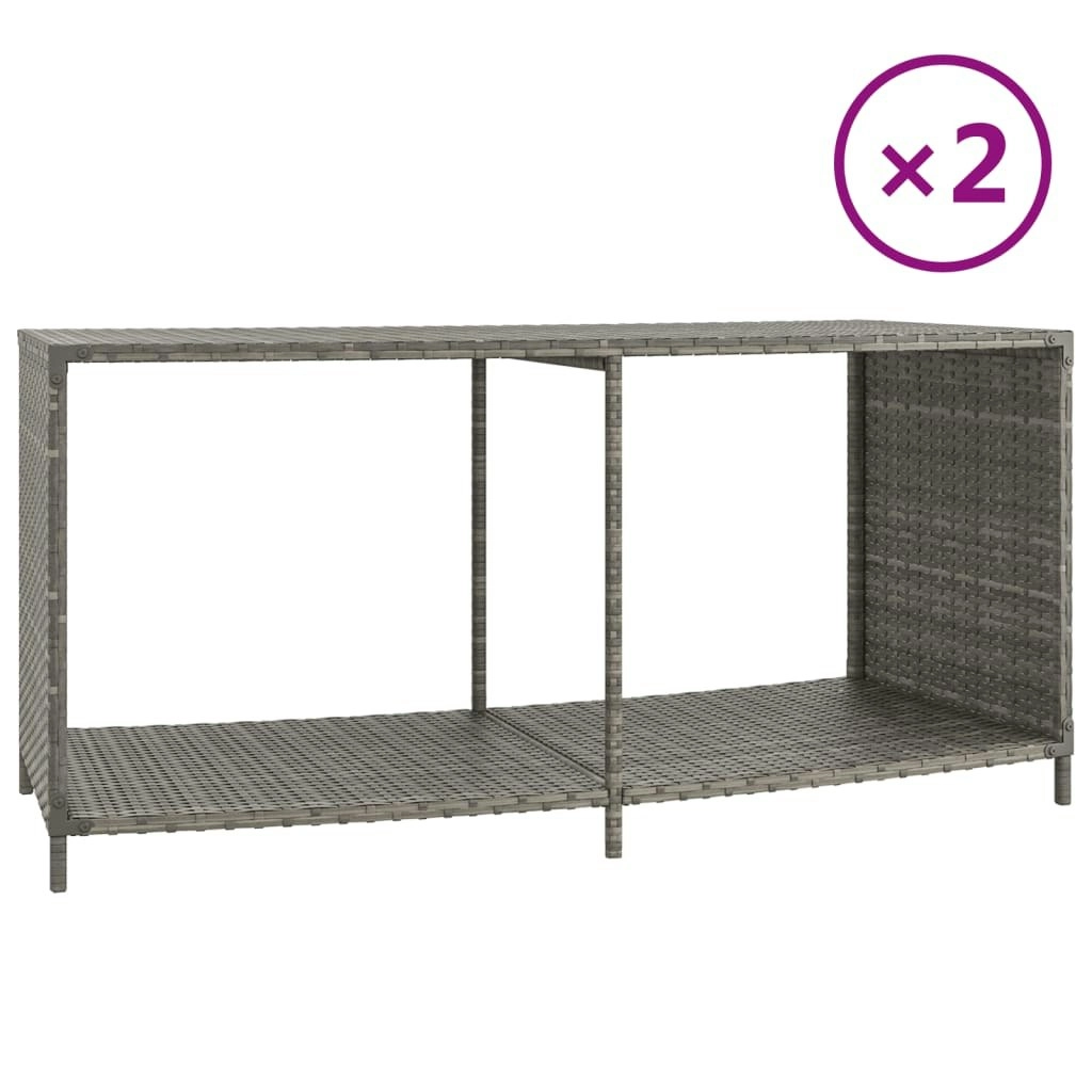 Storage Shelves 2 pcs Grey Poly Rattan 362265