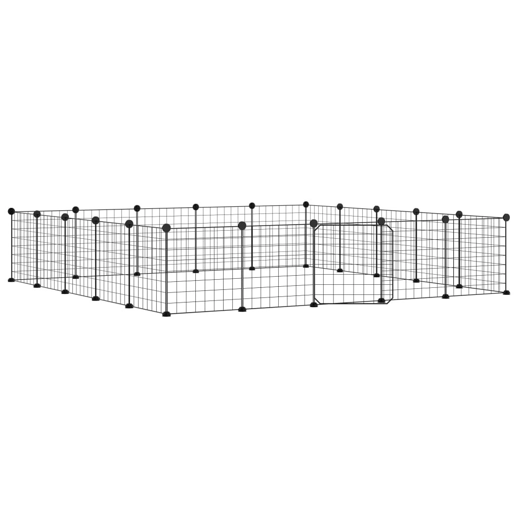 20-Panel Pet Cage with Door Black 35x35 cm Steel 3114019