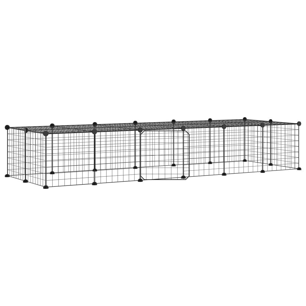 28-Panel Pet Cage with Door Black 35x35 cm Steel 3114056