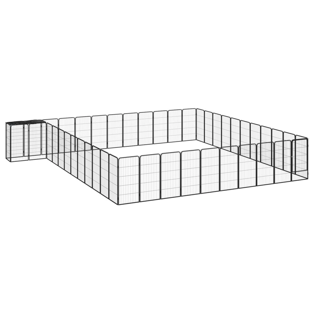 46-Panel Dog Playpen Black 50x100 cm Powder-coated Steel 3115957