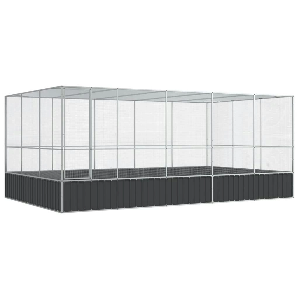 Aviary with Extension Silver 518x307x212 cm Steel 3214277