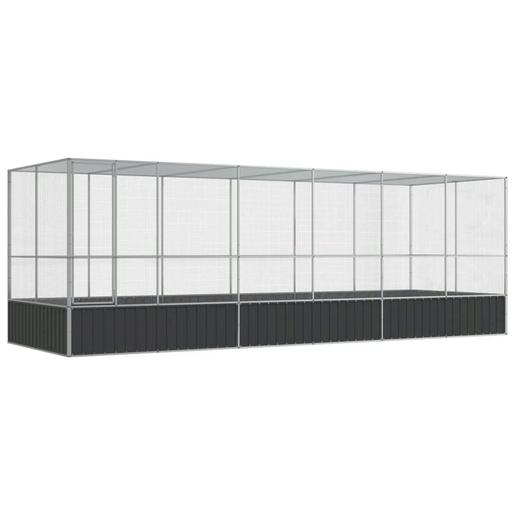 Aviary with Extension Silver 625x207x212 cm Steel 3214273