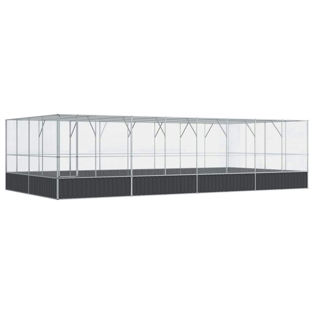 Aviary with Extension Silver 832x414x212 cm Steel 3214281