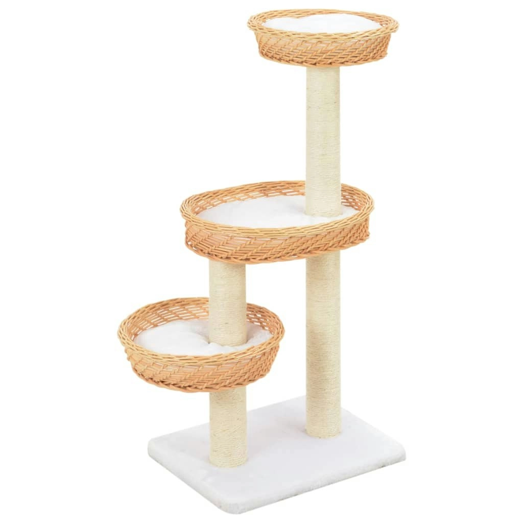 Cat Tree with Sisal Scratching Post Natural Willow Wood 170727