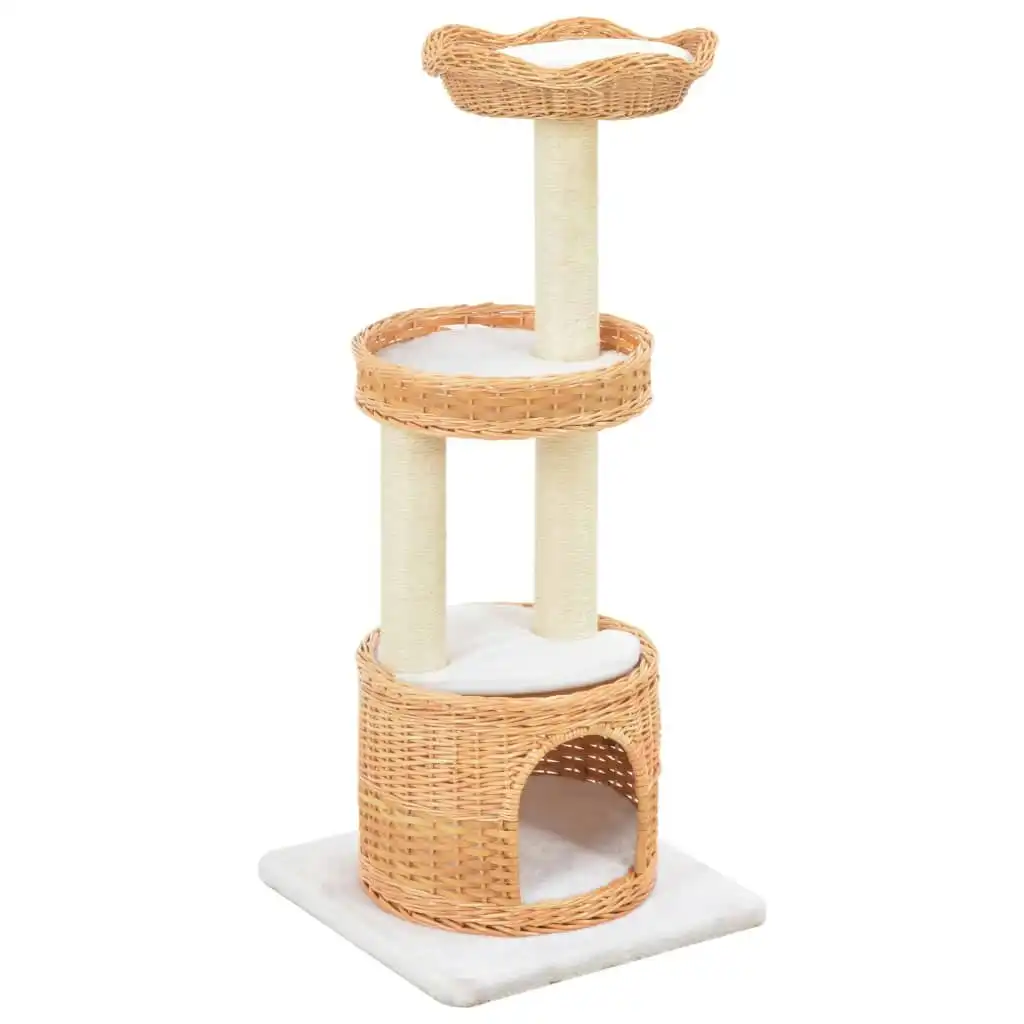 Cat Tree with Sisal Scratching Post Natural Willow Wood 170728