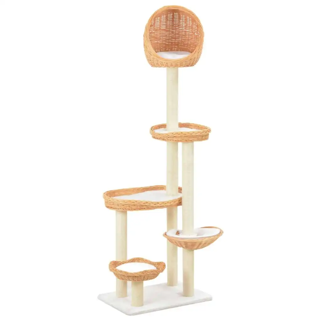 Cat Tree with Sisal Scratching Post Natural Willow Wood 170729