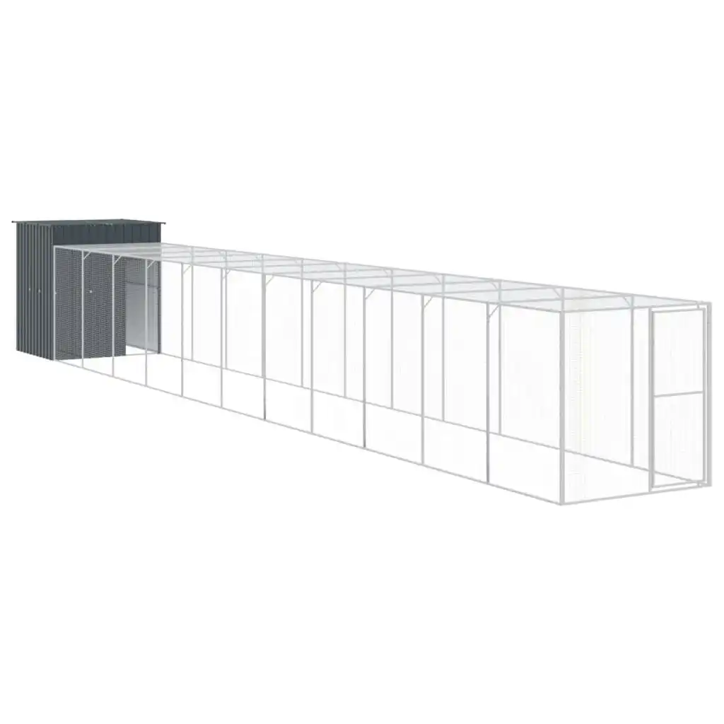 Chicken Cage with Run Anthracite 165x1271x181 cm Galvanised Steel 3189113