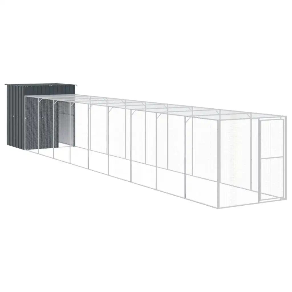 Chicken Cage with Run Anthracite 165x1067x181 cm Galvanised Steel 3189112