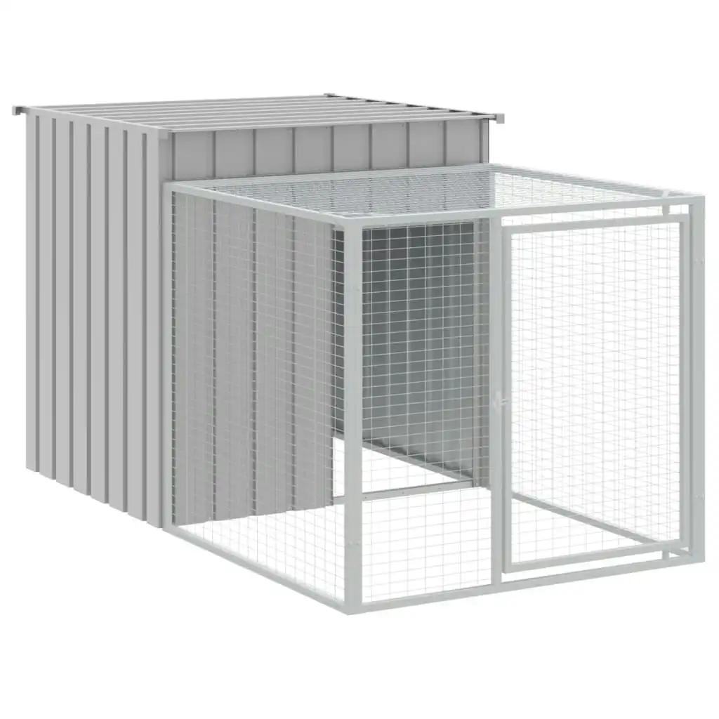 Chicken Cage with Run Light Grey 110x201x110 cm Galvanised Steel 172360