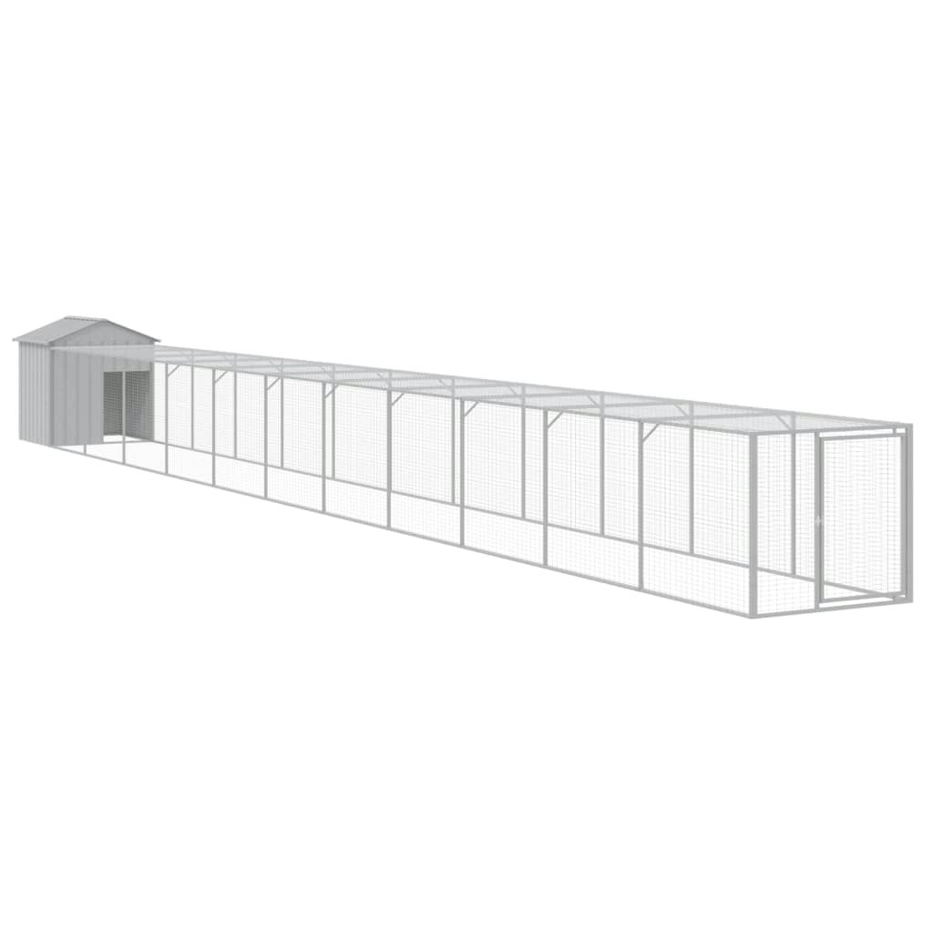 Chicken Cage with Run Light Grey 117x1221x123 cm Galvanised Steel 3189078