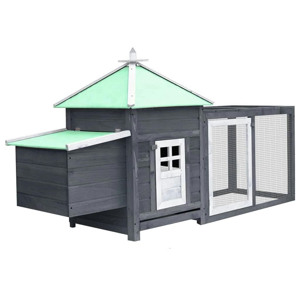 Chicken Coop with Nest Box Grey 190x72x102 cm Solid Firwood 170981