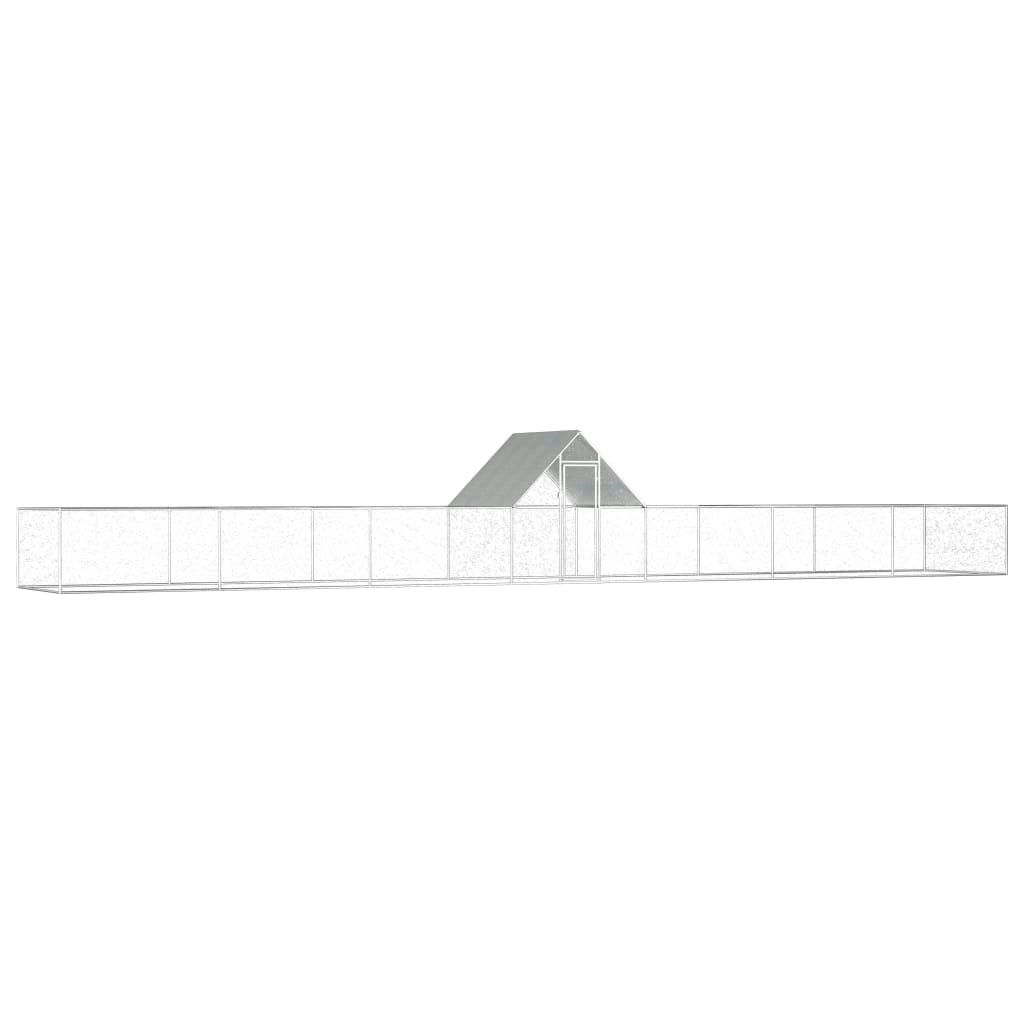 Chicken Coop 14x2x2 m Galvanised Steel 144564