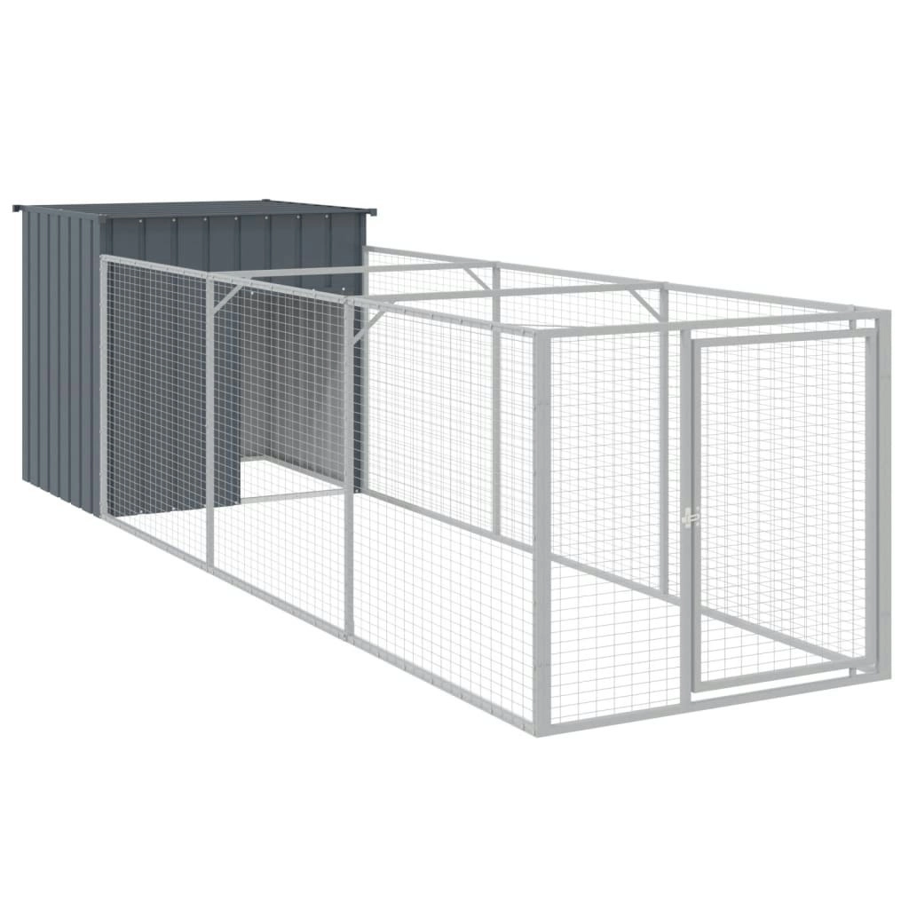 Dog House with Run Anthracite 110x405x110 cm Galvanised Steel 3189079