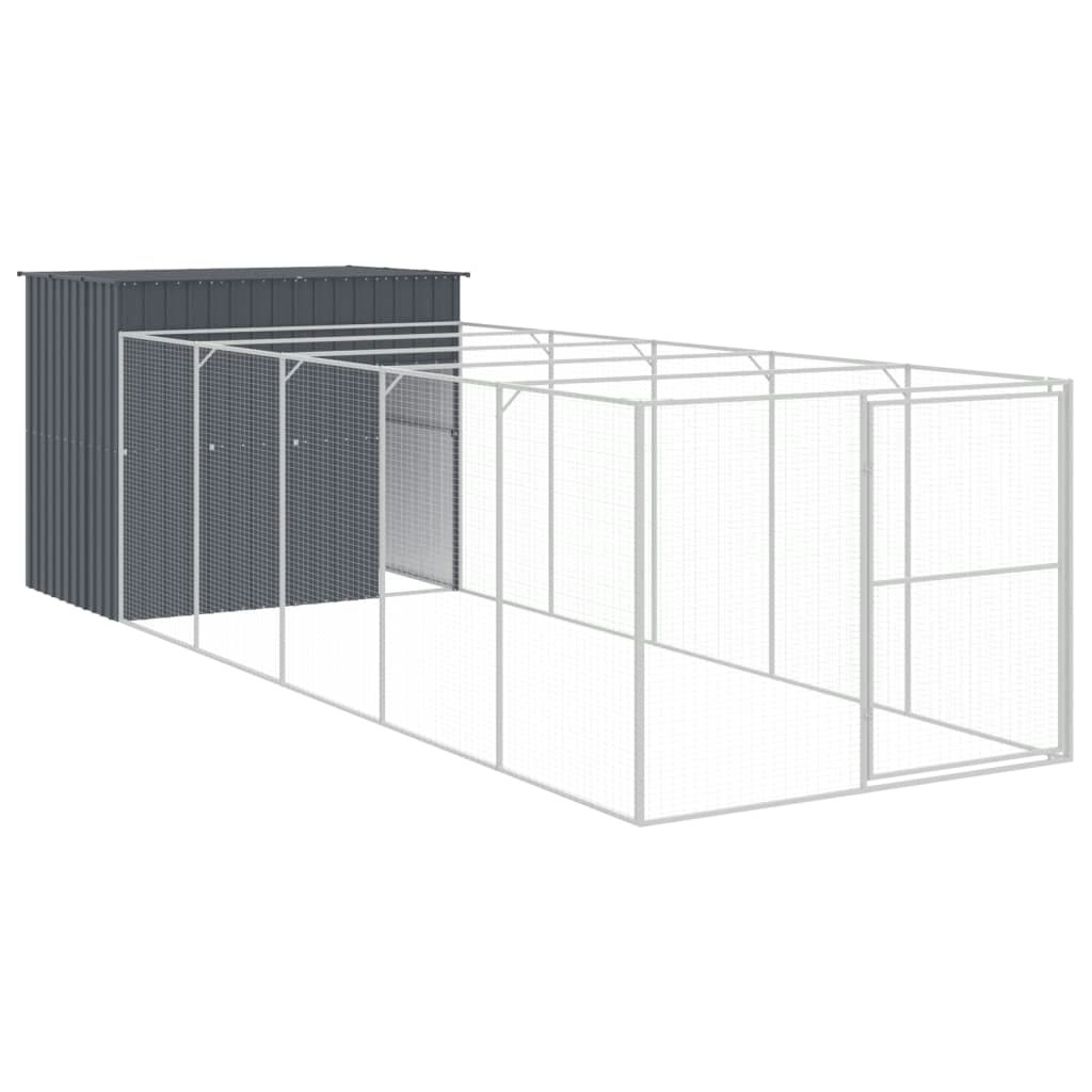 Dog House with Run Anthracite 214x661x181 cm Galvanised Steel 3189133