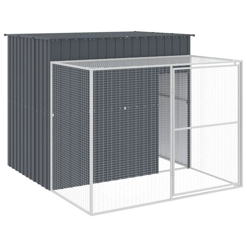 Dog House with Run Anthracite 214x253x181 cm Galvanised Steel 3189131