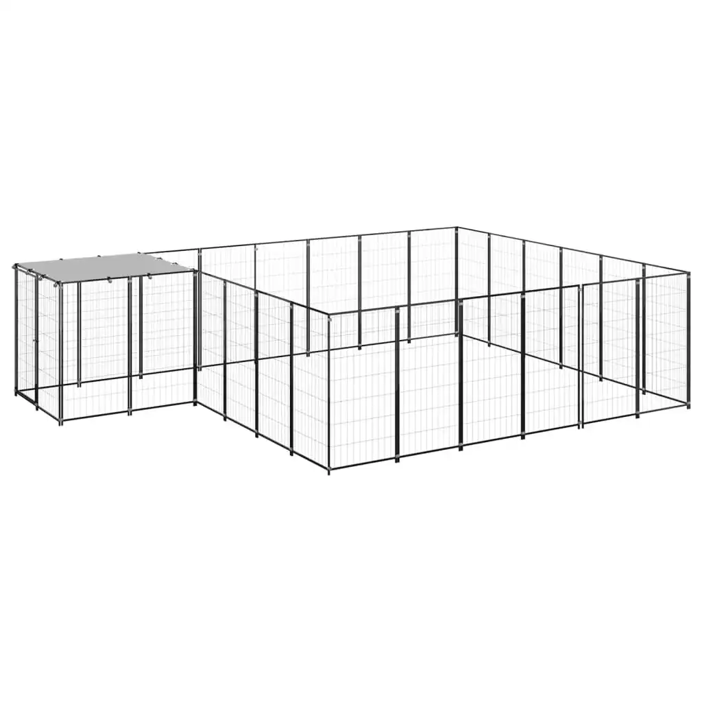 Dog Kennel Black 12.1 mÂ² Steel 3082213