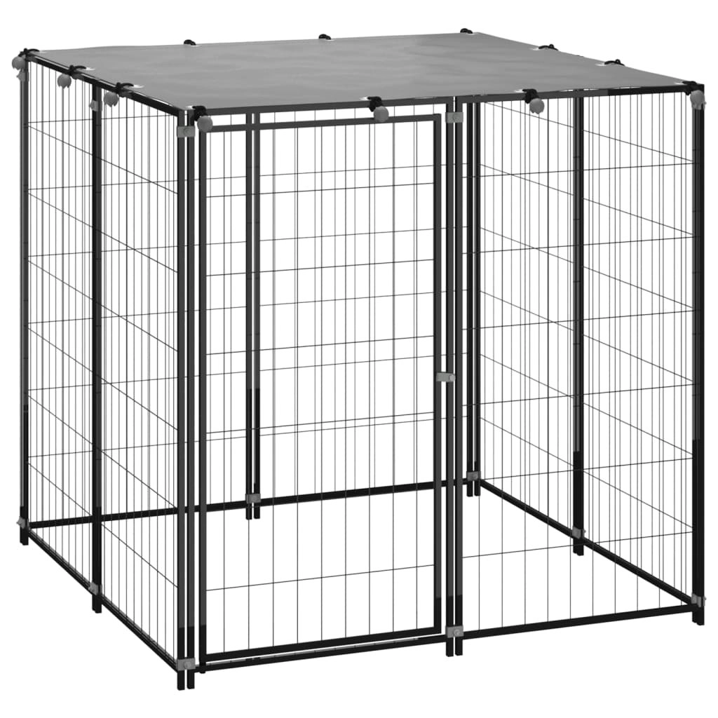 Dog Kennel Black 110x110x110 cm Steel 150781