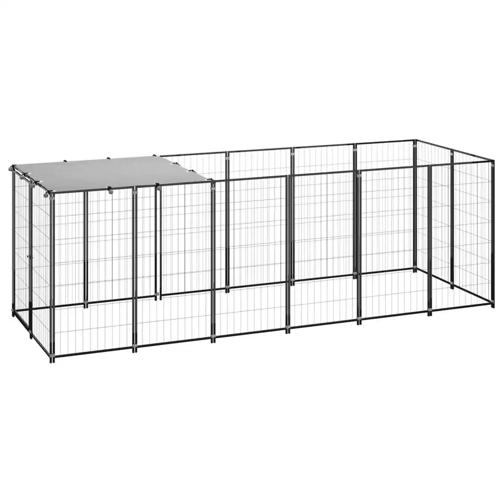 Dog Kennel Black 330x110x110 cm Steel 150782