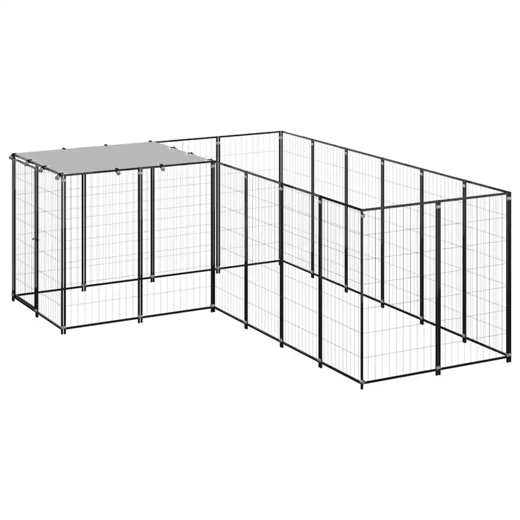 Dog Kennel Black 4.84 mÂ² Steel 3082211