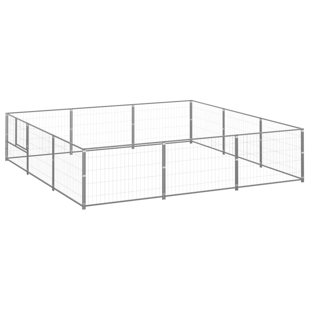 Dog Kennel Silver 9 mÂ² Steel 3082135