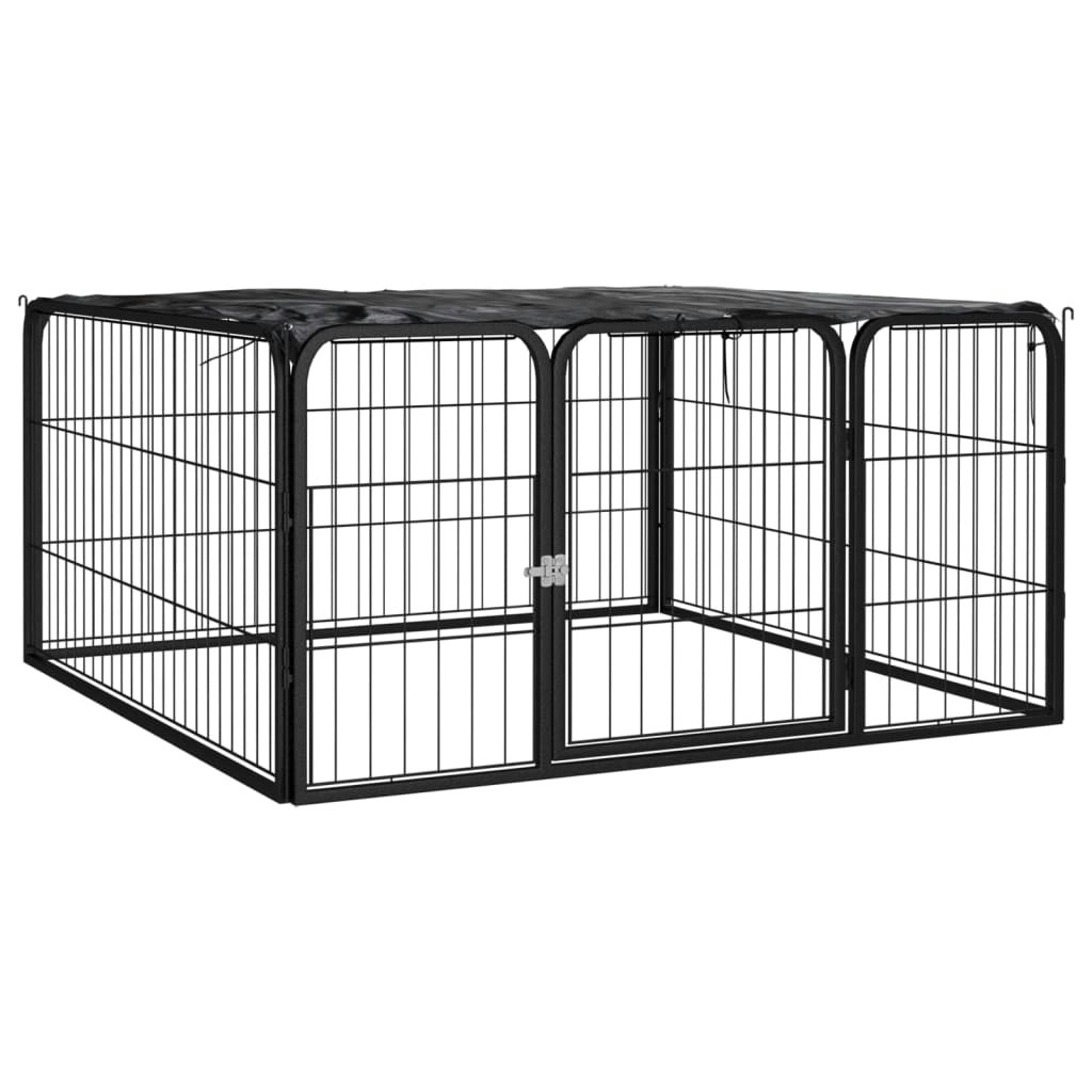 Dog Playpen 4 Panels Black 100x50 cm Powder-coated Steel 171795