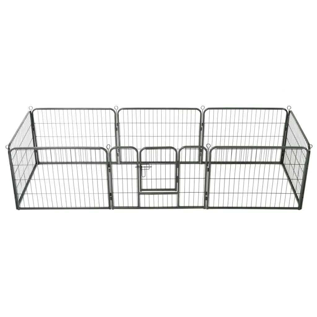 Dog Playpen 8 Panels Steel 80x60 cm Black 170572