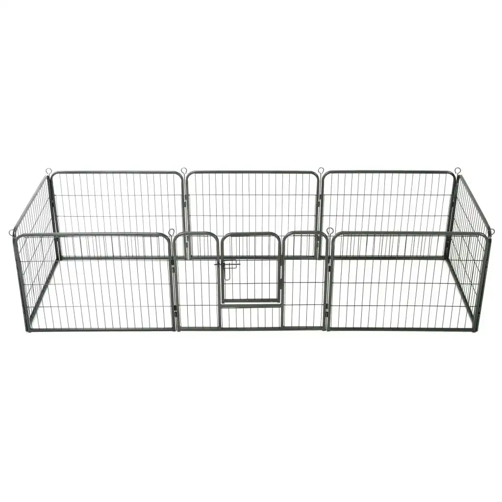 Dog Playpen 8 Panels Steel 80x60 cm Black 170572