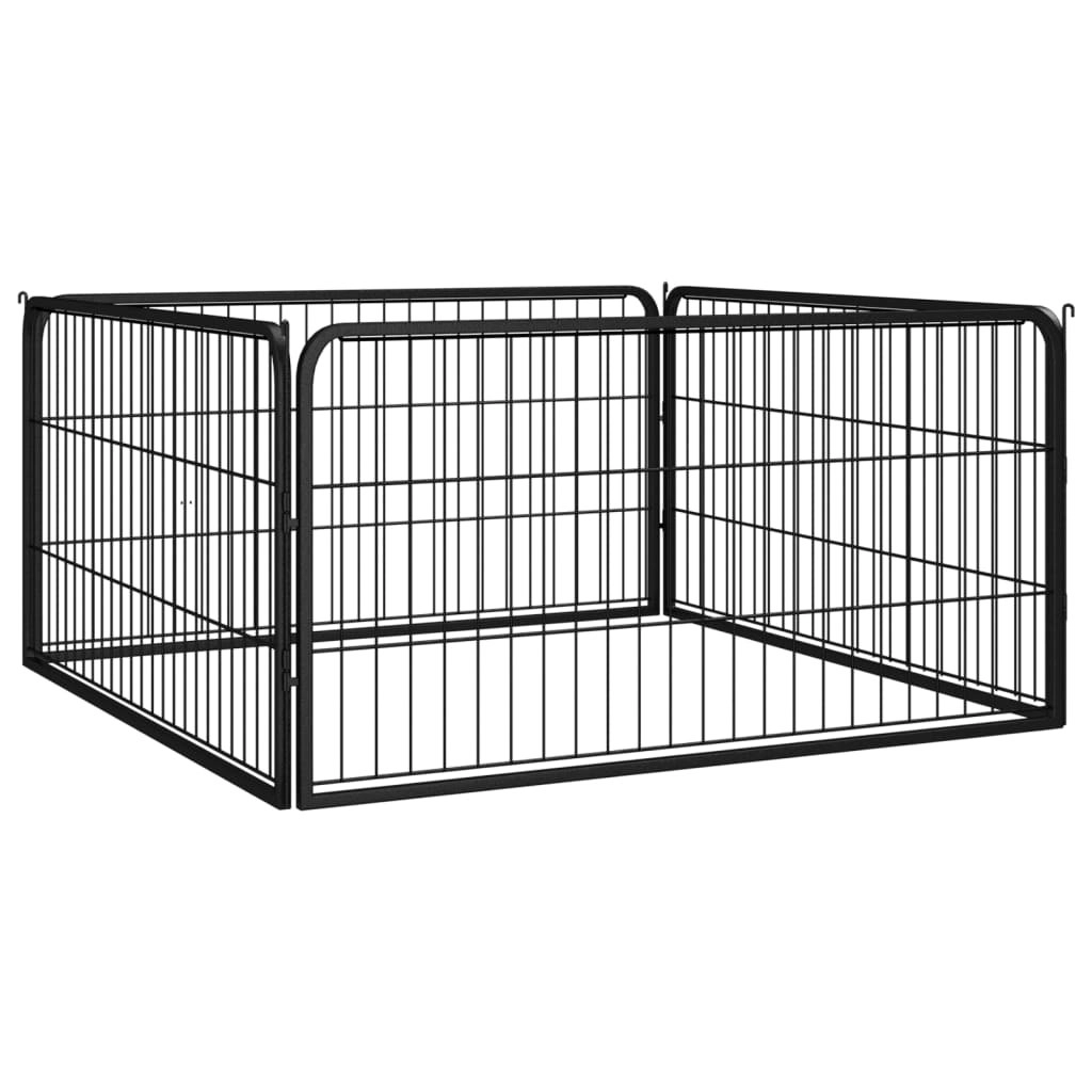 Dog Playpen 4 Panels Black 100x50 cm Powder-coated Steel 171794