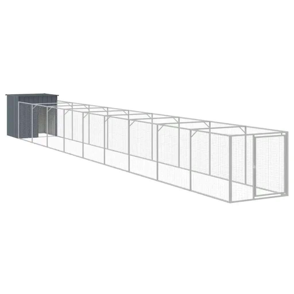 Dog House with Run Anthracite 110x1017x110 cm Galvanised Steel 3189082