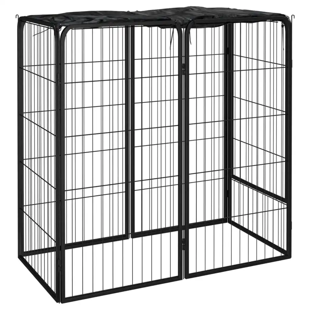 Dog Playpen 6 Panels Black 50x100 cm Powder-coated Steel 171792