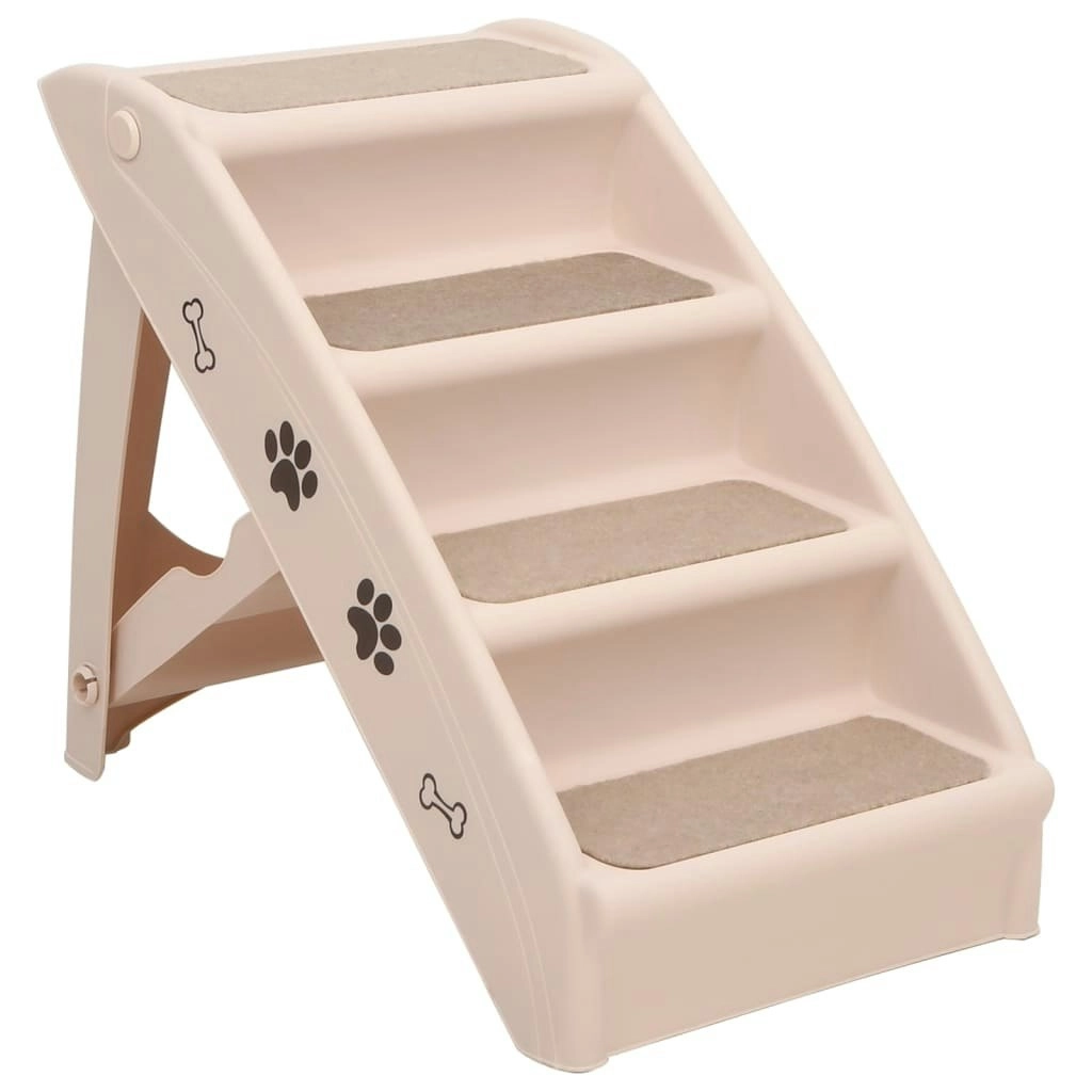 Folding Dog Stairs Cream 62x40x49.5 cm 170984