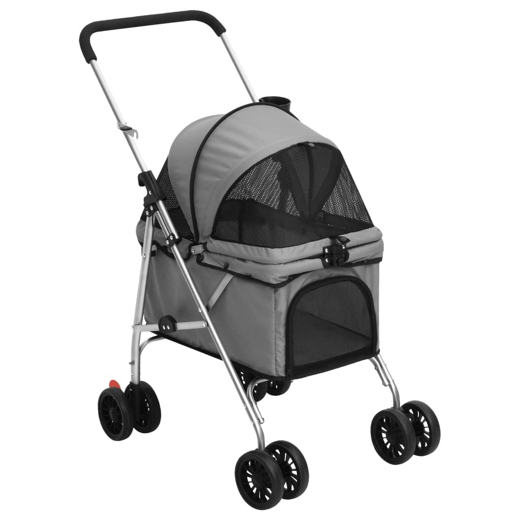 Folding Dog Stroller Grey 76x50x100 cm Oxford Fabric 172201