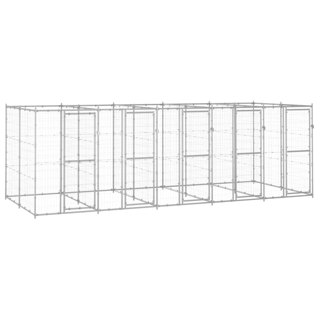 Outdoor Dog Kennel Galvanised Steel 12.1 mÂ² 3082285